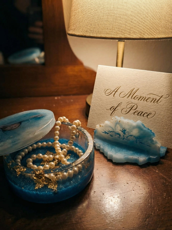 WickToria Inspiration Nook set — personalised resin art desk accessories, unique gift from Spain