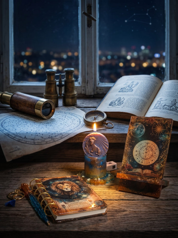 Heart of the Lion – Full Sacred Space Set: journal, phone stand, candle holder