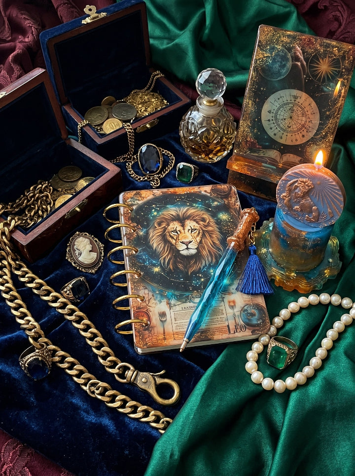 Heart of the Lion – Epoxy Resin Journal and Phone Stand, Leo-inspired desk decor