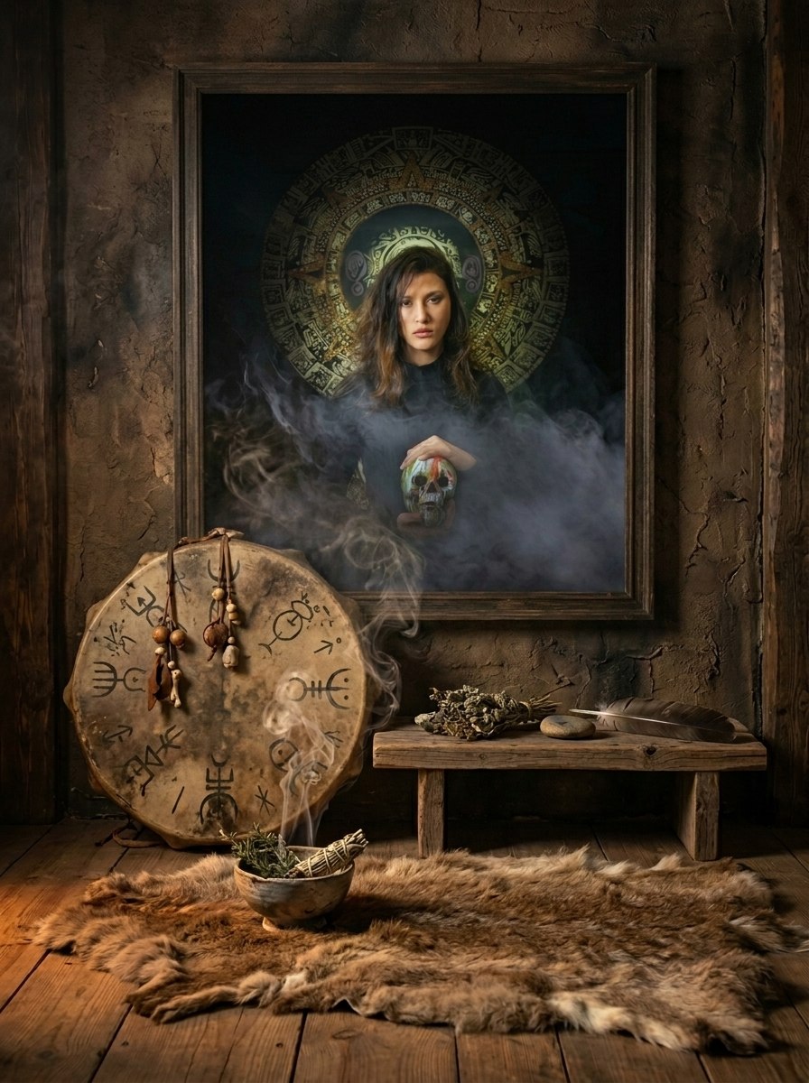 "Roots — Oracle of the Fifth Sun" statement piece archival print, one-of-a-kind, 2022 — ConelAlma ESP