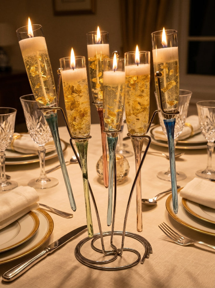 Golden Cuvée handcrafted candle set, coconut scent, splashes cuvée finish