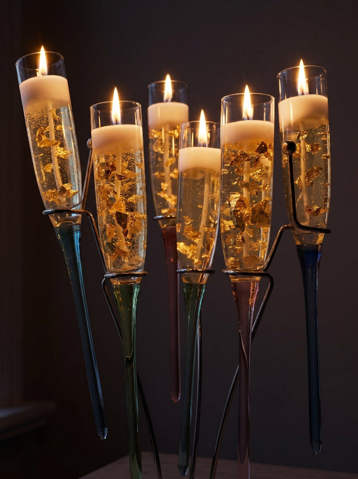 Golden Cuvée luxury candle set styled in modern interior, ConelAlma ESP
