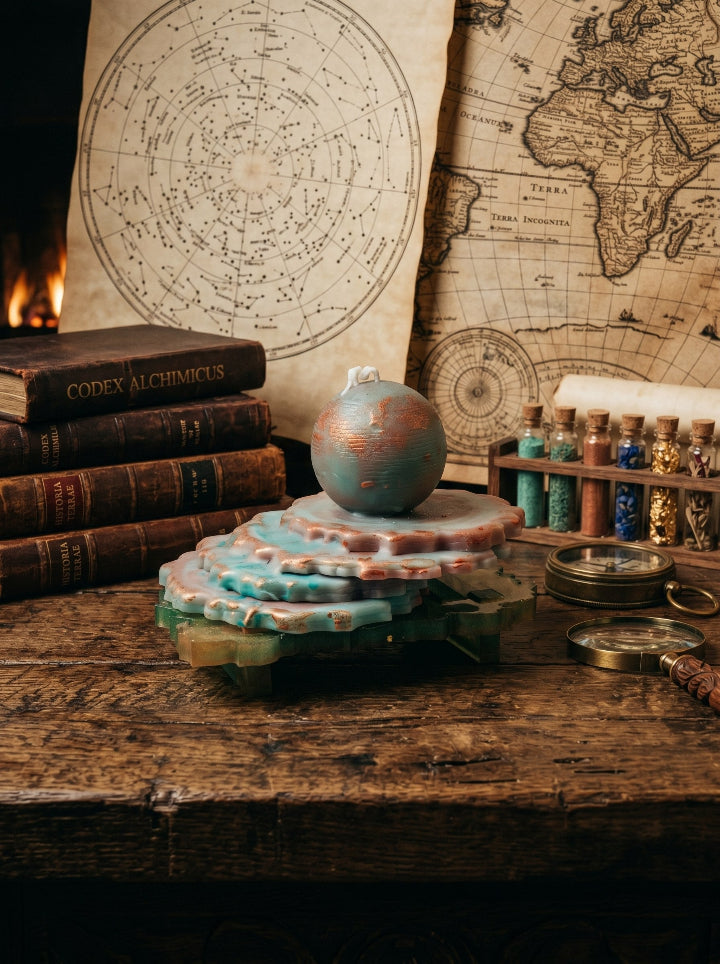 "GAIA" candle close-up – handcrafted beeswax, ConelAlma ESP