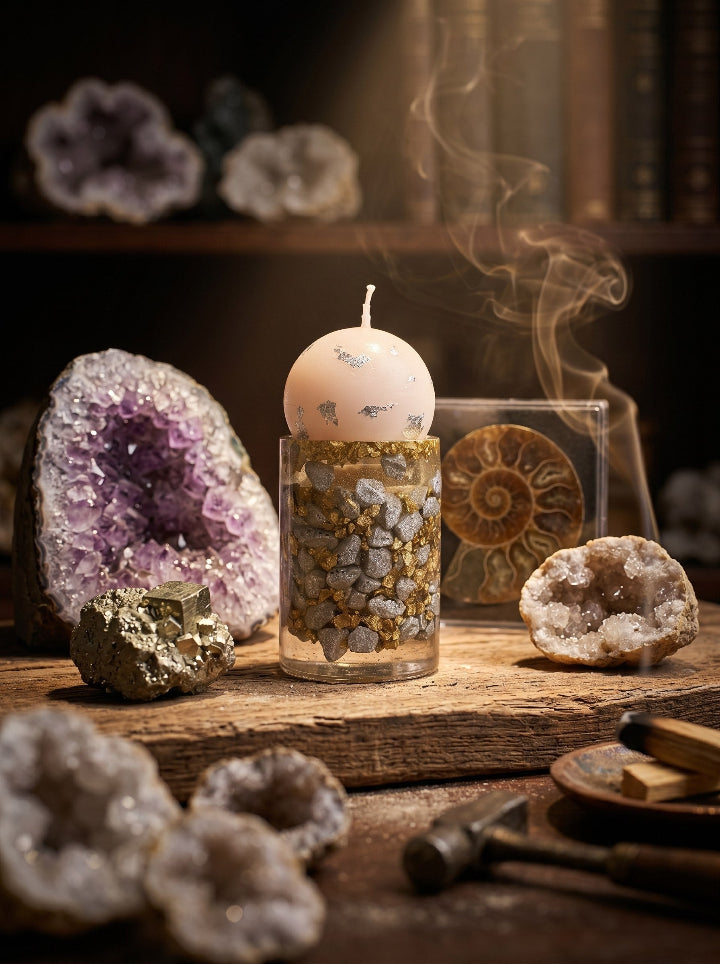 "Solstice Pillar" Mini beeswax candle – copper & bronze finish, premium gift packaging