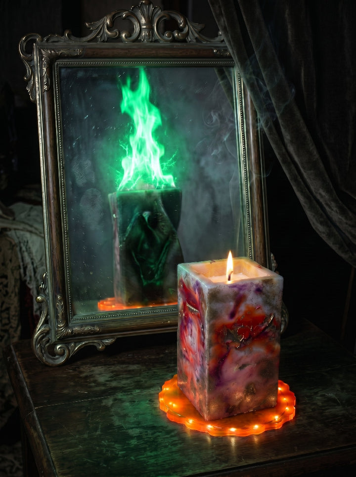 "Catharsis" candle full set – beeswax soy blend, resin stand, premium packaging