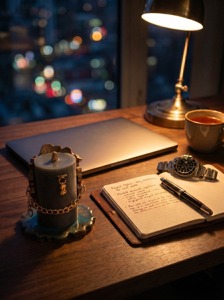 Personal Sigil candle on resin stand - lifestyle shot