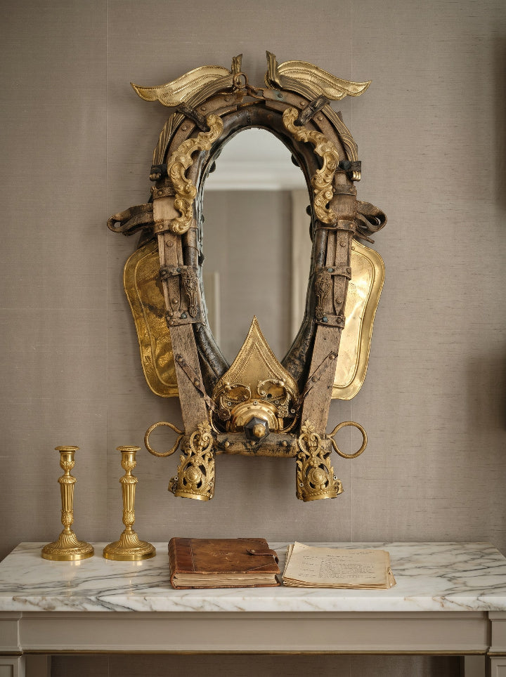 Transylvanian Ride mirror — bold equestrian wall decor, hunting lodge aesthetic, H 1m × W 50cm