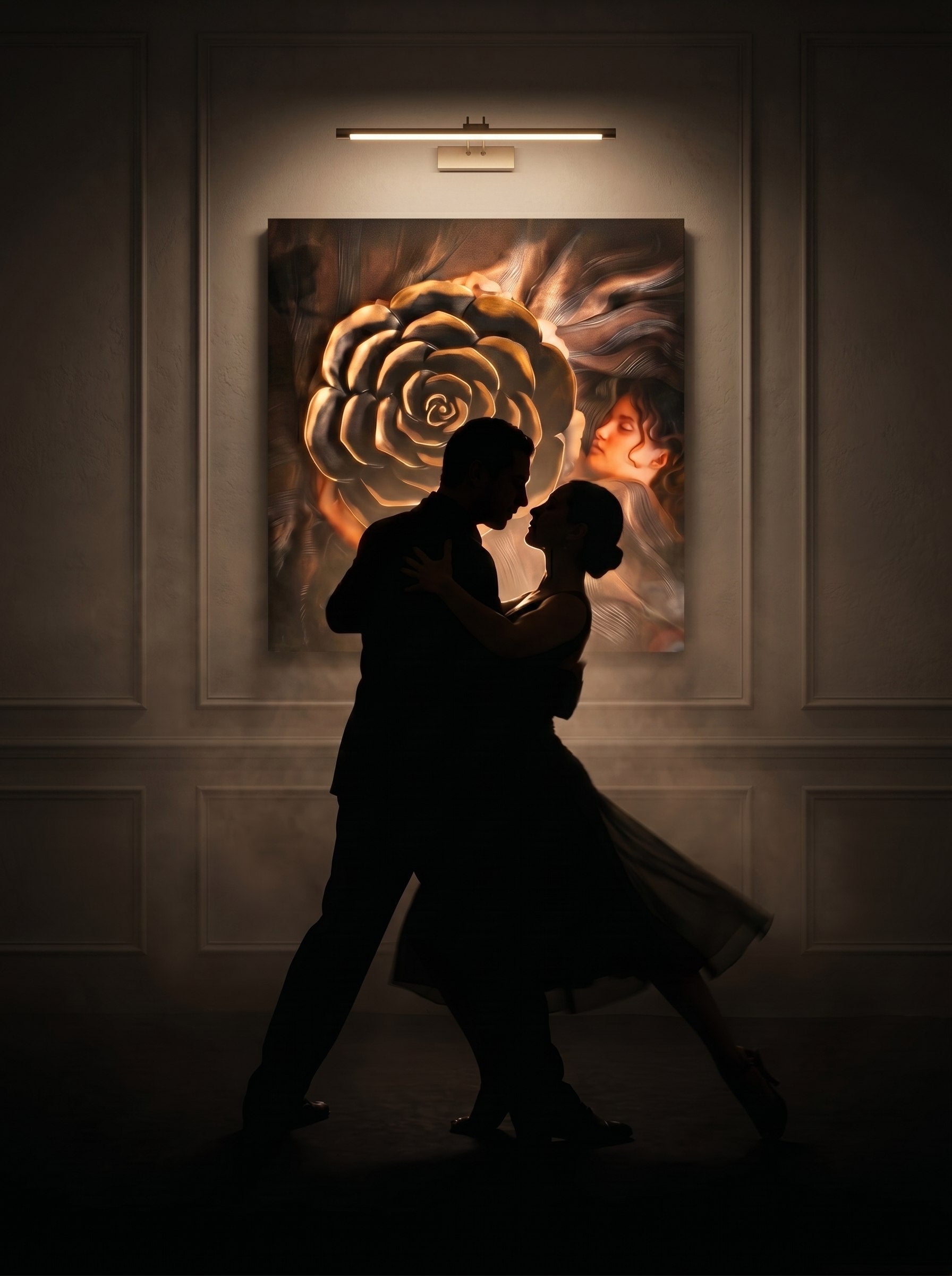 Refugio de Ternura handmade resin art — warm light reflection on surface